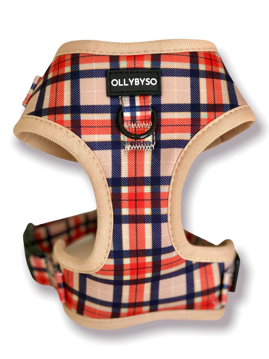 dog harness, no pull dog harness, checked dog harness, country dog harness, front ring dog harness, d ring dog harness, ollybyso, dog accessories 